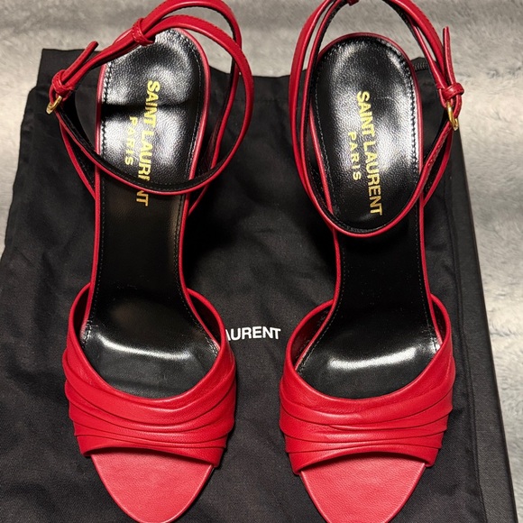 Saint Laurent Red Strappy Heels